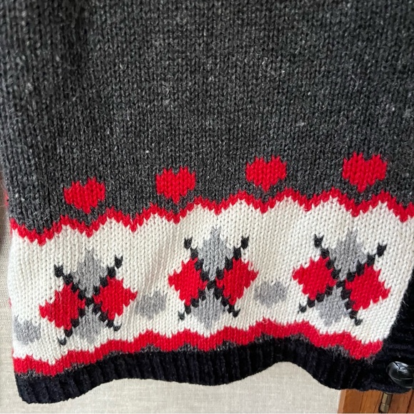 Vintage Eagle’s Eye Scottie Dog Heart Argyle Knit Cardigan Sweater - Medium - Picture 6 of 9